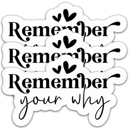 (3PCS) Remember Your Why Sticker, Mental Health Awareness,Motivational Quotes, Inspirational Quotes Stickers, Waterproof Vinyl Decals Decor Books Laptops Tumblers Water Bottle 3'' x 1.8
