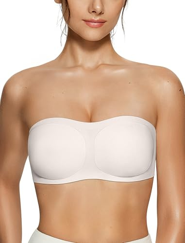 Vertvie Sujetador Mujer Tirantes y Sin Costuras - Bandeau con Relleno Push-Up y Banda de Silicona