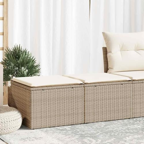 Lauuoeriau Furniture Item home 2-teiliges Gartensofa-Set mit Kissen Beige Polyrattan Akazien-Möbel