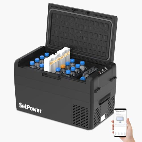 Setpower RF25 12V Refrigerator 27 Quart Portable Electric Cooler for Vehicles Car Freezer With 12/24V DC Car Refrigerator 12V Portable Fridge for Car Camping Truck Van RV SUV Road Trip Travel