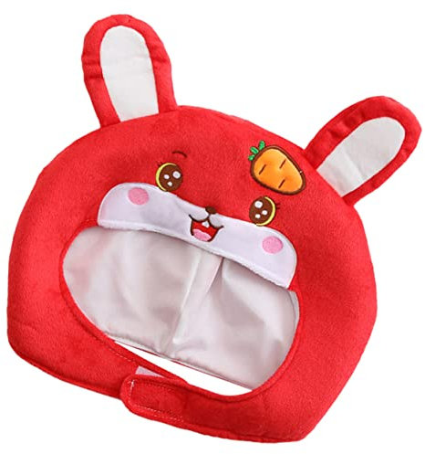 ADOCARN Hasenmütze Plüsch Kaninchen Fuchsmütze Schwanzhut Hundemütze kindermütze kappe silvester gastgeschenk geburtstag kostüm hut Hasenohren als Kopfbedeckung PP Baumwolle rot