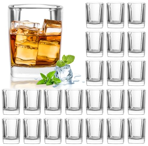 GBACHOOSE 24 Pack Shot Glass Set, 2oz/60ml Shot Glasses with Heavy Base, Square Shot Glasses for Cocktail Vodka Whisky
