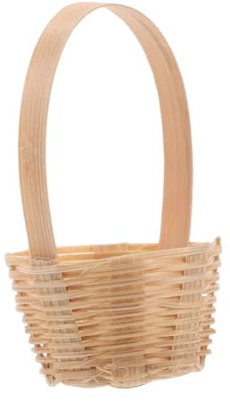 Toyvian Mini Bamboo Woven Basket for Dollhouse Decoration Versatile Accessory for Miniature Scenes Crafts and Kitchen for Dollhouse Food and Picnic Themes