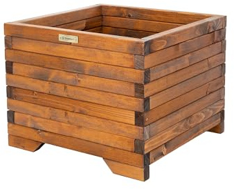 Greenspot - Blumenkasten Holz - Blumenkübel Outdoor - 50x50cm LxBxH - Pflanzkübel Rechteckig Groß Außen - Pflanzkasten für Terrasse, Balkon - Timber Palisanderbraun