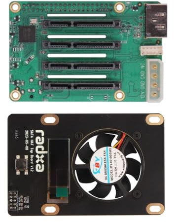 Raspberry Pi 5 Penta SATA-hatt med toppbräda – upp till 5 x SATA-skivor hatt