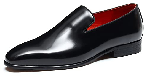 Loafers Décontractés en Cuir Verni pour Hommes Mocassins d'affaires Formels,Noir,43