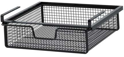 Sharplace Tiroir Sous Bureau, Organiseurs de Tiroir, Panier de Rangement Coulissant Multi-usages Sous étagère, Tiroir à Chaussettes et Sous-Vêtements, Bac de Rangement Suspendu, Black L