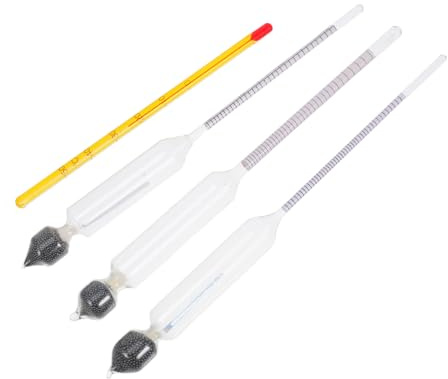 VICASKY Dreifach Skalen Hydrometer 3 Stück aus Glas 0-100 Grad | Alkoholmessgerät für Likör, Weinmessgerät für Zuhause und Industrie, Wiederverwendbar