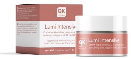 QKnatur - Lumi Intensive - Crème visage nourrissante et régénérante - Avec hydrolat de rose musquée, beurre de karité, calendula et concombre - Pour peaux sèches et sensibles - Naturelle - 50 ml