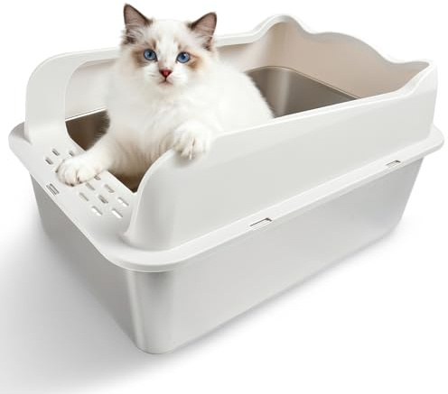 Katzenklo,Großes Katzentoilette 50 * 35 * 25 cm Niemals Gerüche, Rostfrei, Antihaft Glatte Oberfläche, Edelstahl Katzenklo Fassungsvermögen für Leichtere Reinigung (50 * 35 * 25 cm)