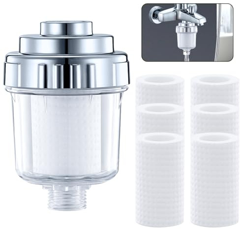 HONPHIER Filtro Ducha Filtro Agua Grifo Ducha, Con 7 Elementos Filtrantes Reemplazables para Cabezales de Ducha