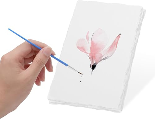 25 Hojas Papel Hecho a Mano, Grueso 300GSM Papel Texturizado para Acuarela, Tarjetas de Felicitación Bricolaje, Pinturas, Cartas, Invitaciones Dibujo, Esbozo Escritura, 10,2 x 15,2cm
