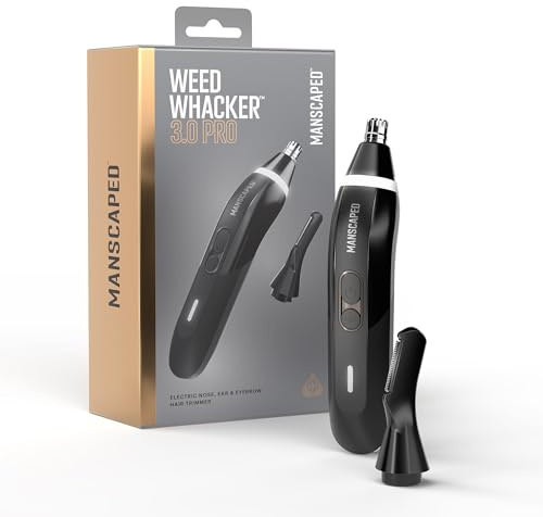 MANSCAPED® Weed Whacker® 3.0 PRO - Men's Electric Nose, Ear & Eyebrow Hair Trimmer – SkinSafe® Dual-Head System, LED Spotlight, Waterproof, Rechargeable, Travel Lock, Eyebrow Comb Attachment