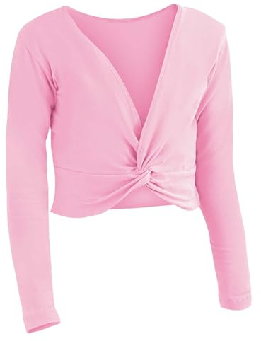 Long Sleeve Shirt Girls Tops Boys Shirt Girls Long Sleeve Ballet Top Pure Colour Dance Jersey Casual Layering T-Shirt for School Yoga and Sports, pink, 2-3 Years