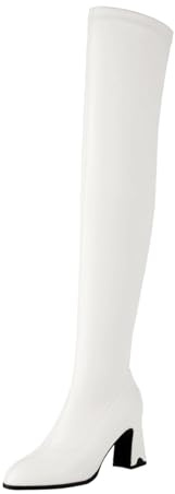 AEGJEGVD Cuissarde Femme Talon Haut Sexy Bottes Cavalières Femmes Cuir Classiques Cuissarde Bout Pointu Botte Montantes Hipster Club Fête Escarpins Bottes au-dessus du Genou Boots Élégants