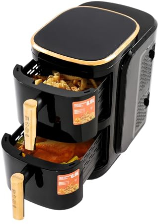12L Heißluftfritteuse mit 2 Kammern,2400W Mini Backofen ohne Öl, all-in-1 Air Fryer,Doppelschichtige Luftfritteuse,für den Haushalt,kleine Küchen & Camping
