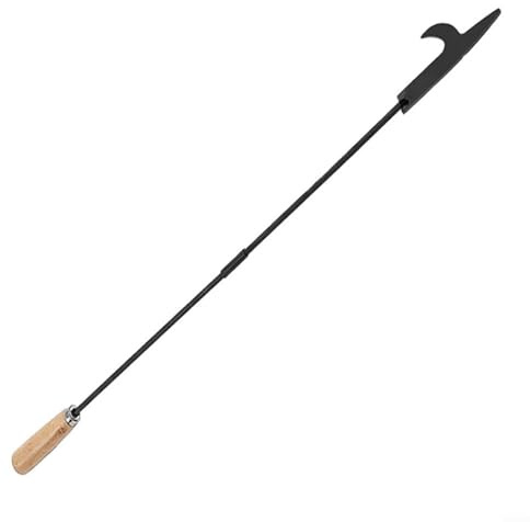 Sandyseptember Tisonnier en fer robuste avec poignée en bois massif conçu pour une gestion efficace du feu, y compris l'enlèvement des cendres et la manipulation des bûches brûlées