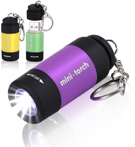 Kssvzz 3 Mini Torce Portatili per Bambini con Portachiavi, USB Ricaricabile
