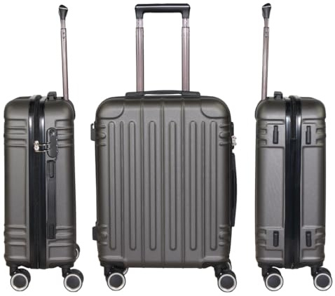 Genérico WSPack Maleta de Cabina 55x40x20 cm | Maleta de Mano ABS Rígida | con 4 Ruedas Dobles Giratorias 360° (Dark Gray)