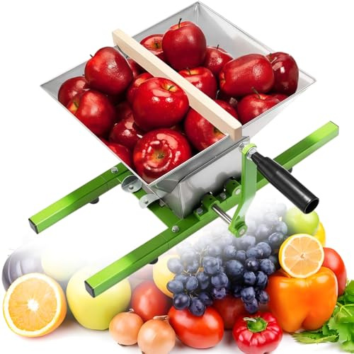 ERSINIAN Spremifrutta e spremimele - Macinatore Manuale Grande da 1,8 galloni/7 Litri con Manico a rulli, spremifrutta in Acciaio Inox per spremere Vino e Sidro
