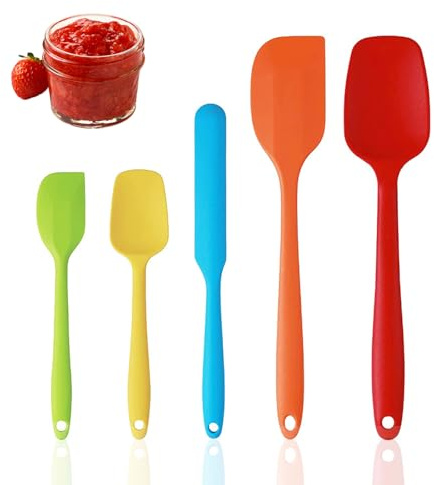 Silicone Spatula Set, Food Grade Spatulas, Spatula Scrapers, Heat Resistant Non-Stick Flexible Baking & Cooking Tools for Mixing, Scooping, Makeup, Cosmetics, Jars & Bottles (5 Colors)
