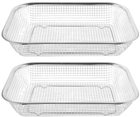 minkissy Cesta para Escurrir Verduras de Acero Inoxidable 30x22 Cm, Colador Pequeño de Malla Resistente para Fregadero, Escurridor Multiusos para Lavar Frutas y Cocina, 2 Piezas