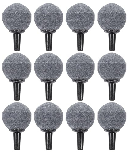 DECOMELODY Piedras Difusoras de Aire para Acuario 12 Piezas Redondas 30x30 Mm, Difusores de Oxígeno para Peceras y Sistemas Hidropónicos, Almohadillas Burbujeantes Compatibles
