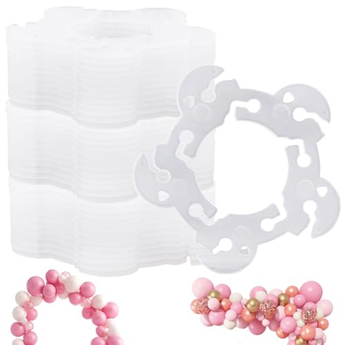 CREATCABIN 100Pcs Balloon Clips Plastic Balloon Arch Clips Reusable Flower Shape Garland Kit Holder Connectors Accessories Ties for Wedding Birthday Party Decorations Christmas Halloween Supplies