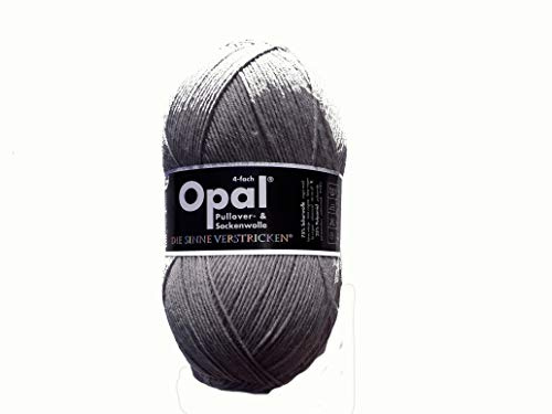 Opal Uni (425m) 4-fädiges Garn - Wollmischung, leuchtende Volltonfarben, Garn für warme Socken und Pullover, 5193 Mittelgrau, 1 x 100 g