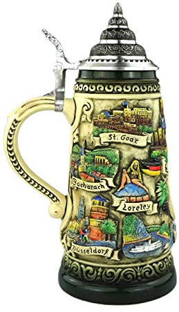 KING Bierkrug rustikaler Deutschland der Rhein Seidel 0,5 Liter Bierseidel