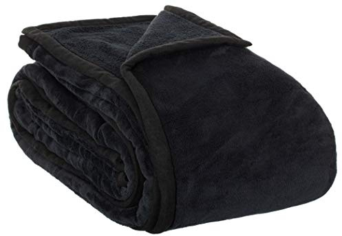 Brandsseller XXL Kuscheldecke Microfaser Tagesdecke - Größe: 220 x 240 cm - Farbe: Schwarz