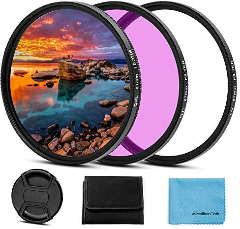 58mm Filter Kit, Fotover 58mm UV CPL FLD Filter Set Universal UV Schutzfilter Zirkular Polarisationsfilter mit Mitte Pinch Objektivdeckel kompatibel mit Canon Nikon Sony Pentax Olympus Fuji Kamera