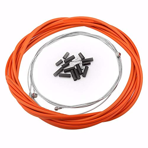 Dilwe Bremskabel und Bremszughülle Set, Reparatursatz für Bunte Brems und Schaltwerke für Vorderbremse und Hinterradbremse mit Endkappen(Orange)