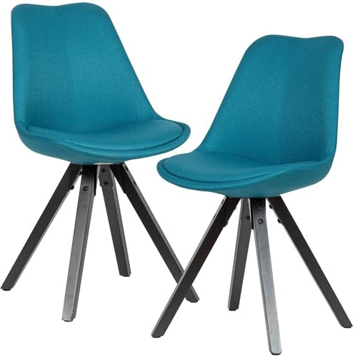 Finebuy 2er Set Esszimmerstuhl mit schwarzen Beinen Stuhl Skandinavisch, Polsterstuhl mit Stoff-Bezug, Design Küchenstuhl gepolstert