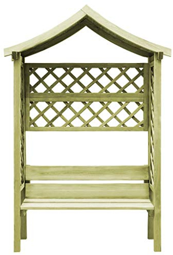 Tidyard Gartenpergola Gartenbank Sitzbank Pavillon Sonnenschutz Terrasse Garten, Kiefernholz, Natur, 146 x 55 x 220 cm