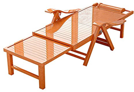 Lsoiup Verstellbarer Holz-Schaukelstuhl Holz-Lounge-Schaukelstuhl Veranda-Schaukel-Sonnenliege im Freien Ergonomischer Terrassen-Liege-Klapp-Liegestuhl