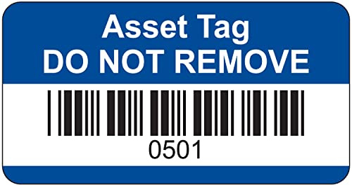 Blue Asset Tag Etiketten, 501 bis 1000, permanent, synthetische PP-Etiketten, 38 x 20 mm, 500 Stück
