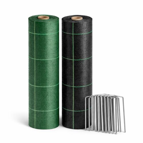 Pinto FERRAMENTA Telo Pacciamatura 100 g/m² Professionale Anti Erbacce Tessuto Resistente Riutilizzabile Drenante Verde o Nero per Orto Giardino Aiuole e Uso Agricolo Anti UV (1.5x25mt, Nero)
