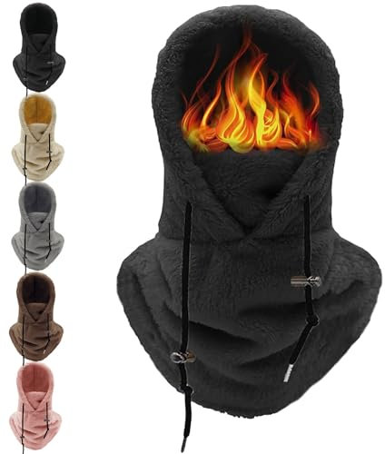 WEYSHHT Sherpa Hood Ski, Sturmhaube Winter, Balaclava Gesichtsmaske, Skimaske, Kapuzenschal, Verstellbare Warme Kapuze, Windabweisender Winter, für Damen Herren Winter Outdoor Sport