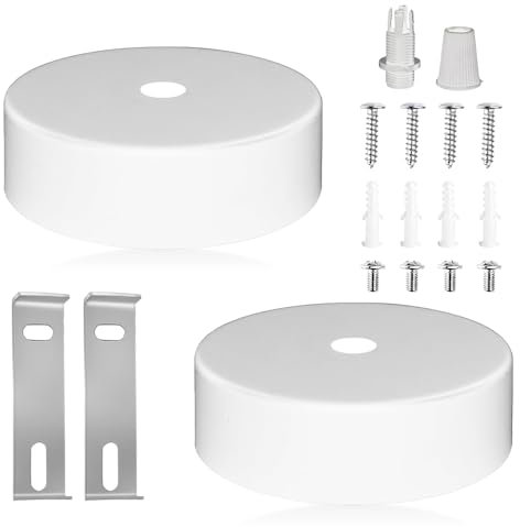 mizikuu 2 Stück Baldachin Metall Weiß, 80 x 30 mm Deckenbaldachin, Baldachin Lampe, Runder Decke Lampenabdeckung Deckenanschluss, Einbausatz Lampenbaldachin für Wohnzimmer Flur Küchenleuchter