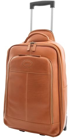 Divergent Retail Rolluxe Kabinenkoffer aus echtem Leder, Handgepäcktasche mit Rädern, Reisetrolley, hautfarben, L: 35 x H: 55 x W: 20, Trolley mit Rollen
