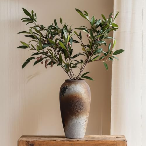Vase rustique en céramique de 35,1 cm pour décoration d'intérieur, vase en terre cuite vieilli (Rustic10)
