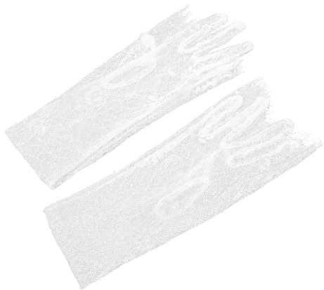 LALADEFIEE 1paar Hochzeits-handschuhe Spitze Und Tüll Für Bräute Lange Brauthandschuhe Accessoire Für Hochzeitsfotos Und Feierlichkeiten Elfenbeinweiß