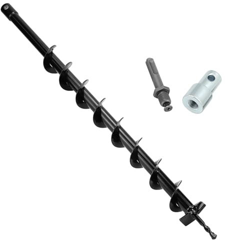 QWORK® Earth Auger, Diameter 60 mm Earth Auger for Drilling Machine with Adapter, 80 cm Length Earth Drill, for Hole Drilling and Tree Planting