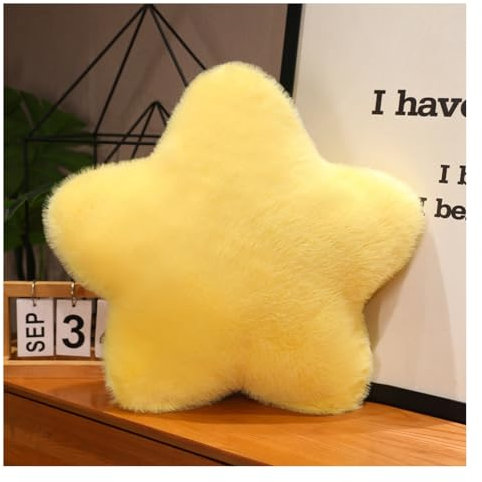 Wisafory Kuschelkissen Kinder Stern Mond Herz Plüschkissen Flauschige Zierkissen Weiche Sofakissen Kopfkissen Nackenkissen Dekokissen für Kinderzimmer Schlafzimmer Deko Geschenke Gelbs Stern 20cm