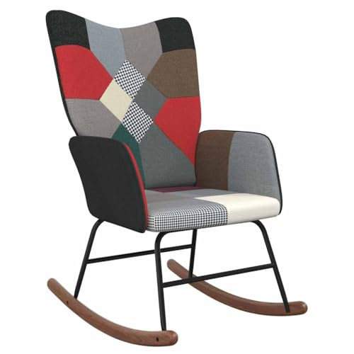 Somanki Schaukelstuhl, Sessel Wohnzimmer, Schaukelsessel, Stillsessel, Schwingsessel, Tv Sessel, Ohrensessel, Rocking Chair, Relaxsessel, Patchwork Stoff