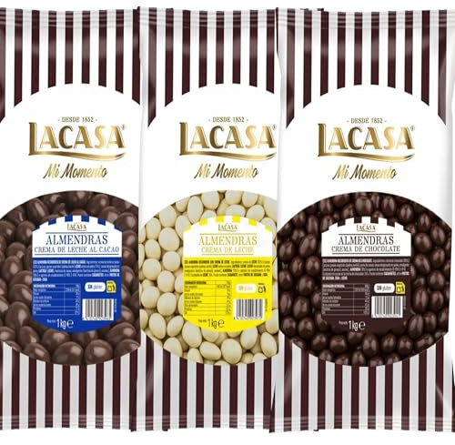 Lacasa Mi Momento pack 3kg bolas: Almendra con chocolate Negro, Almendra con chocolate con Leche, Almendra con chocolate Blanco