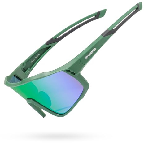 RTUOHUIN Fahrradbrille Kinder UV400-Schutz Polarisiert Sport Sonnenbrille TR90 Flexiblem Rahmen Hochwertig Schnelle Schutzbrille für Jungen Mädchen Outdoorsport - Grüner