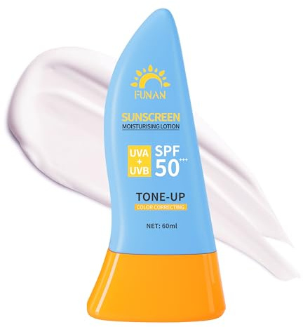 FUNAN Face Sunscreen SPF 50+，Waterfull Tone-Up Sunscreen Serum，Base lotion Color Correcting，Oil Free & Oxybenzone Free，2.1 Fl Oz