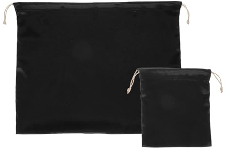 sourcing map Custodia antipolvere in seta, 2 sacchetti per la polvere per borse con coulisse, per borsette, borse, stoffe, scarpe, viaggi (nero, 20 x 20 cm, 40 x 50 cm)